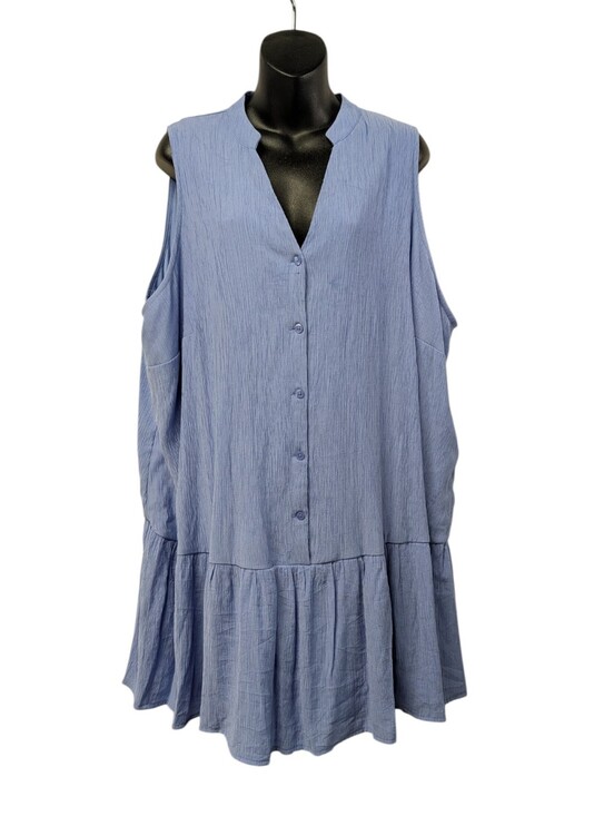 Nine West Dresses & Skirts - Nine West Plus Size 1X Light Blue Sleeveless Button Front Ruffle Dress